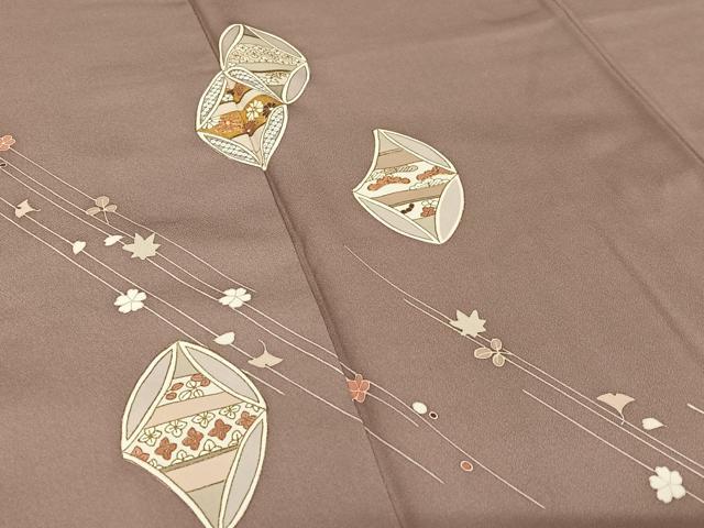 平和屋着物●訪問着 駒刺繍 草花文 金彩 正絹 逸品 AABB0141zg