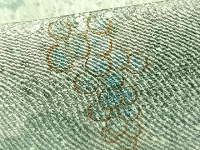 平和屋着物▽小紋 単衣 葡萄蔦の葉文 暈し染め 金彩 洗える着物 AABB2120fy