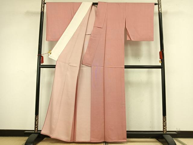 平和屋着物▽江戸小紋 単衣 万筋 ピンク色×白色 正絹 逸品 AABB2155fy