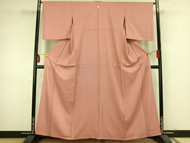 平和屋着物▽江戸小紋 単衣 万筋 ピンク色×白色 正絹 逸品 AABB2155fy