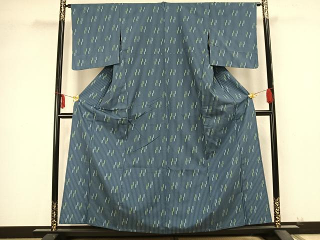 平和屋着物▽上質な紬 単衣 縞 正絹 逸品 未使用 AABB2142fy
