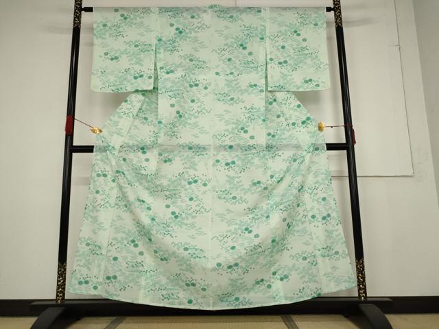平和屋着物*夏物 小紋 絽 流水草花文 洗える着物 未使用 AABB0595st