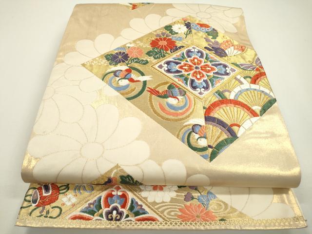 平和屋着物◎六通柄袋帯 唐織 正倉院花鳥菱文 金糸 正絹 逸品 DAAW3637fe