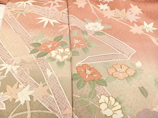 平和屋着物●訪問着 友禅 駒刺繍 松竹梅 暈し染め 金彩 正絹 逸品 AABB3653ph