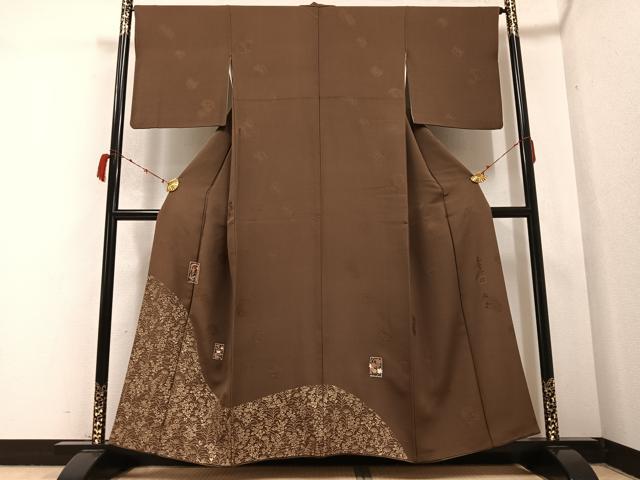 平和屋着物●友禅作家の巨匠 浅井青仁 訪問着 色紙草花文 金彩 正絹 逸品 AABB4330ph
