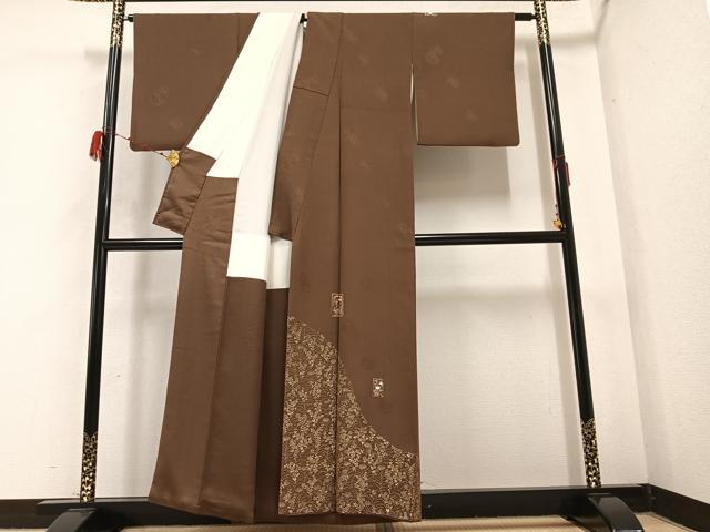 平和屋着物●友禅作家の巨匠 浅井青仁 訪問着 色紙草花文 金彩 正絹 逸品 AABB4330ph