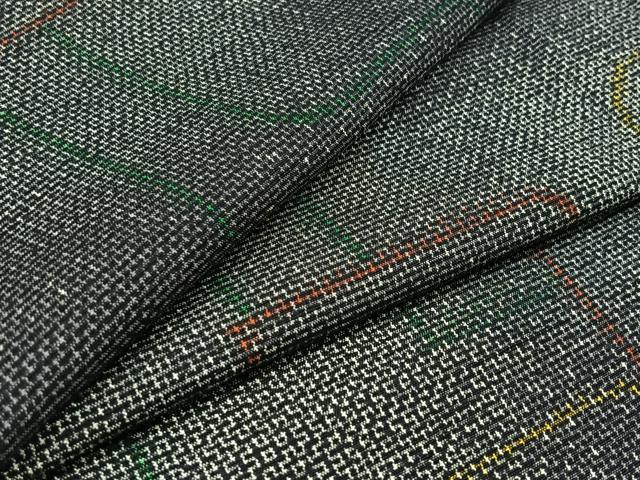 平和屋着物▽上質な紬 単衣 幾何学文 正絹 逸品 AABB3918jh