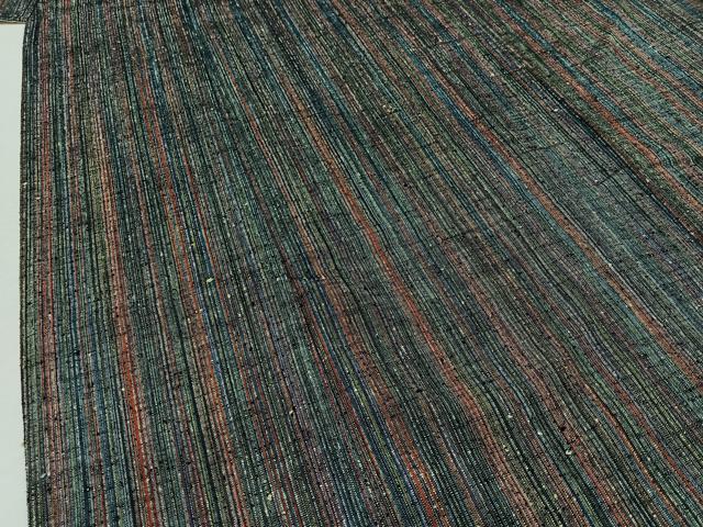 平和屋着物▽上質な紬 単衣 縞 正絹 逸品 AABB3920jh