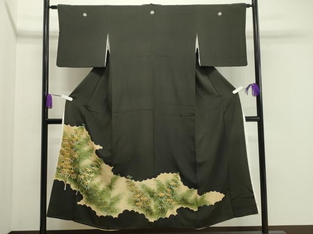 平和屋着物■豪華黒留袖 刺繍 笹竹文 暈し染め 金彩 正絹 逸品 CAAY6522gh