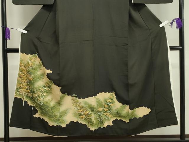 平和屋着物■豪華黒留袖 刺繍 笹竹文 暈し染め 金彩 正絹 逸品 CAAY6522gh