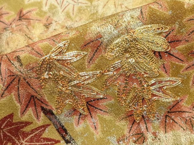 平和屋着物■豪華黒留袖 駒刺繍 楓文 暈し染め 金銀彩 正絹 逸品 CAAY6574gh