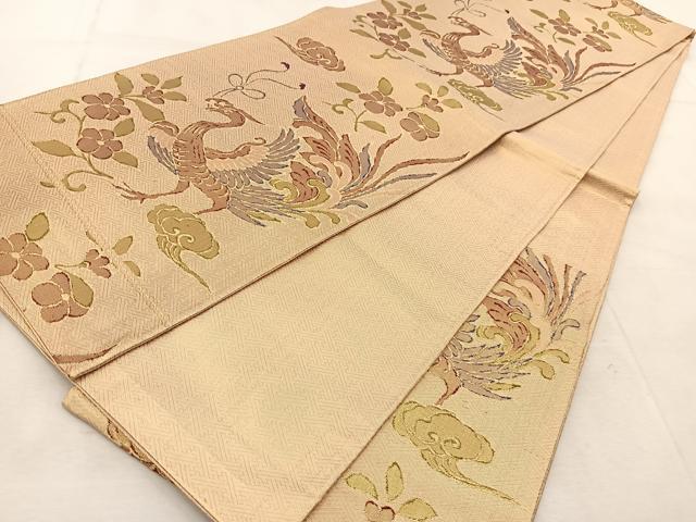 平和屋着物◎佐賀錦 六通柄袋帯 唐織 鳳凰花文 金糸 正絹 逸品 BAAU9160yc