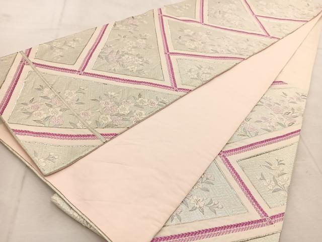 平和屋着物◎新佐賀錦 六通柄袋帯 草花文 銀糸 やまとオリジナル 正絹 逸品 BAAU9260yc