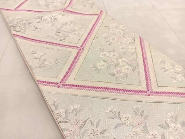 平和屋着物◎新佐賀錦 六通柄袋帯 草花文 銀糸 やまとオリジナル 正絹 逸品 BAAU9260yc