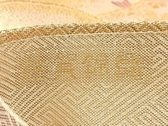 平和屋着物◎佐賀錦織 六通柄袋帯 重ね山風景花文 金糸 正絹 逸品 BAAU9280yc