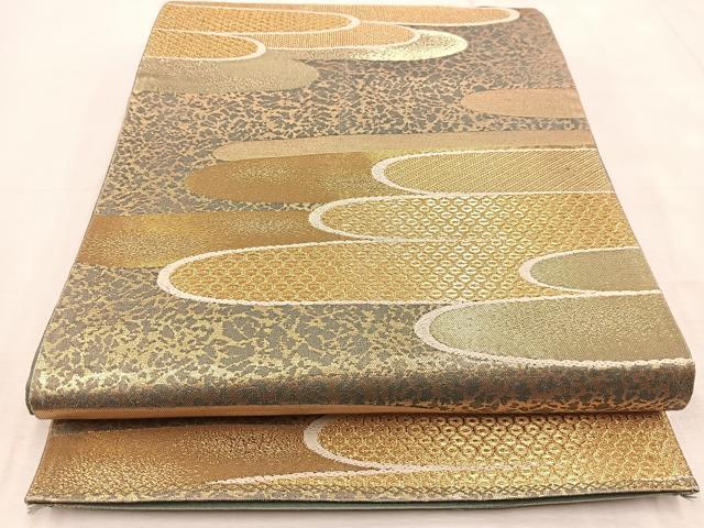 平和屋着物◎六通柄袋帯 エ霞文 金糸 正絹 逸品 BAAU9360yc