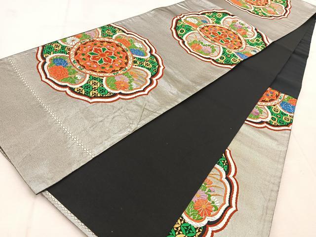 平和屋着物◎六通柄袋帯 唐織 正倉院花文 金銀糸 正絹 逸品 BAAU9397yc