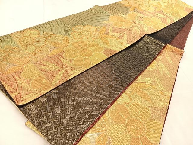 平和屋着物◎佐賀錦 六通柄袋帯 花筏 金糸 正絹 逸品 BAAU9490yc