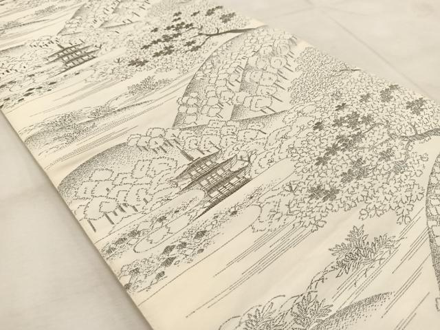 平和屋着物◎六通柄袋帯 東寺 プラチナ箔 正絹 逸品 BAAU9517yc