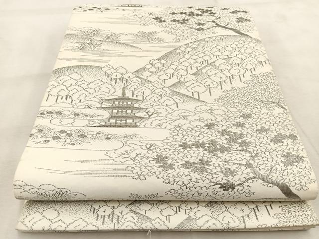 平和屋着物◎六通柄袋帯 東寺 プラチナ箔 正絹 逸品 BAAU9517yc