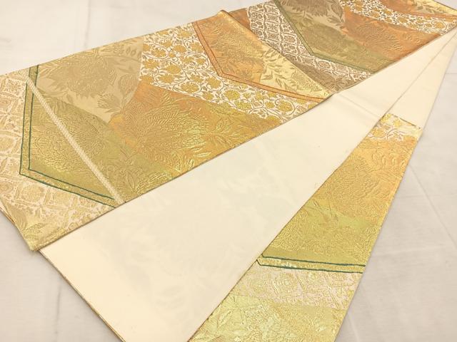 平和屋着物◎六通柄袋帯 更紗 絹衣 金糸 正絹 逸品 BAAU9548yc