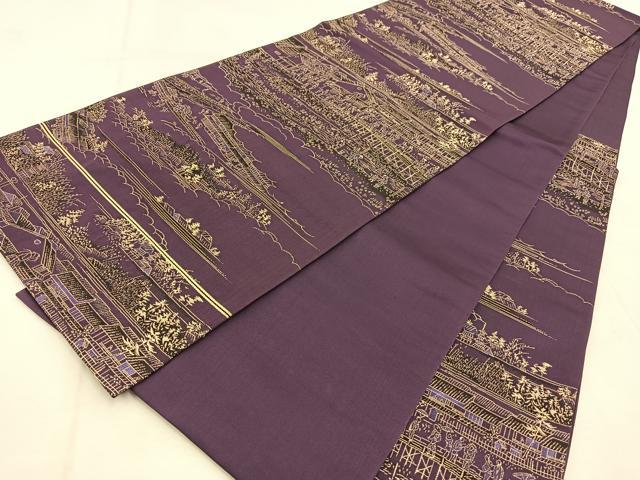 平和屋着物◎六通柄袋帯 人物風景文 金糸 正絹 逸品 BAAU9607yc