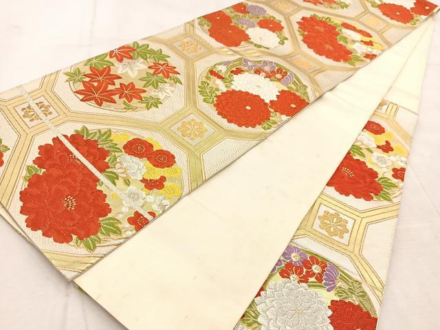 平和屋着物◎六通柄袋帯 唐織 蜀江花文 金銀糸 やまとオリジナル 正絹 逸品 BAAU9616yc