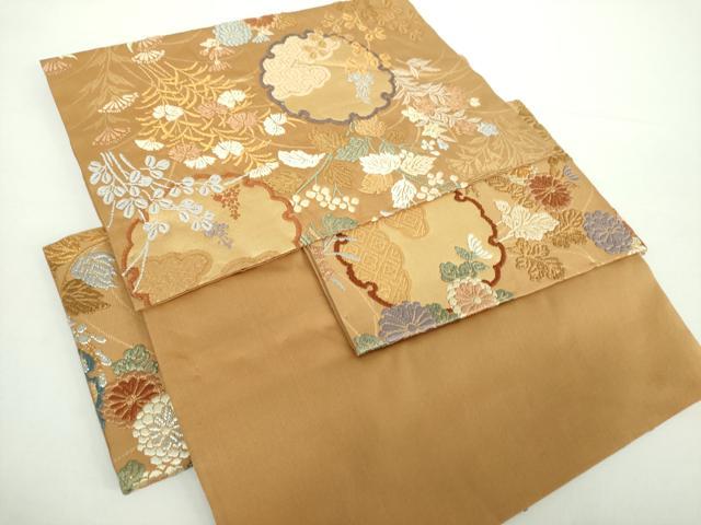 平和屋着物●つけ帯 唐織 雪輪秋草文 金銀糸 正絹 逸品 DAAX4638ps