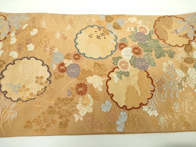 平和屋着物●つけ帯 唐織 雪輪秋草文 金銀糸 正絹 逸品 DAAX4638ps