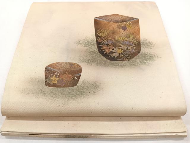 平和屋着物◎太鼓袋帯 作家物 陶器文 金銀彩 正絹 逸品 CAAY3911xi
