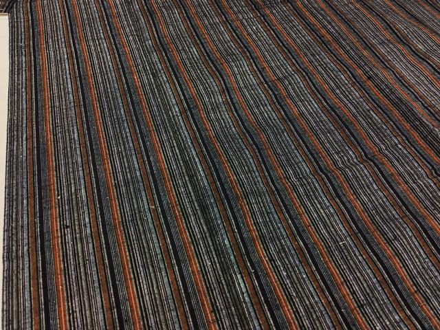平和屋着物▽上質な紬 単衣 縞 やまと誂製 正絹 逸品 AABB4502jh