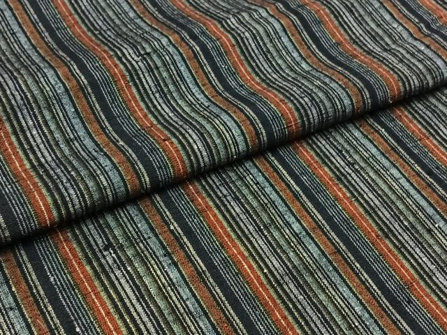 平和屋着物▽上質な紬 単衣 縞 やまと誂製 正絹 逸品 AABB4502jh