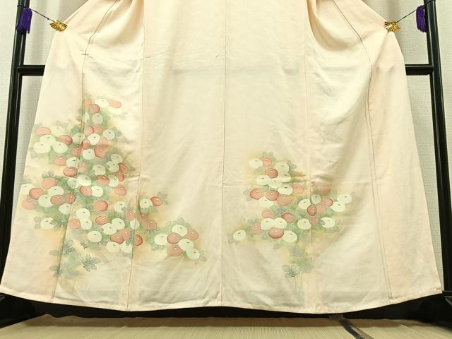 平和屋着物▽訪問着 単衣 刺繍 草花文 暈し染め 正絹 逸品 AABB4513jh