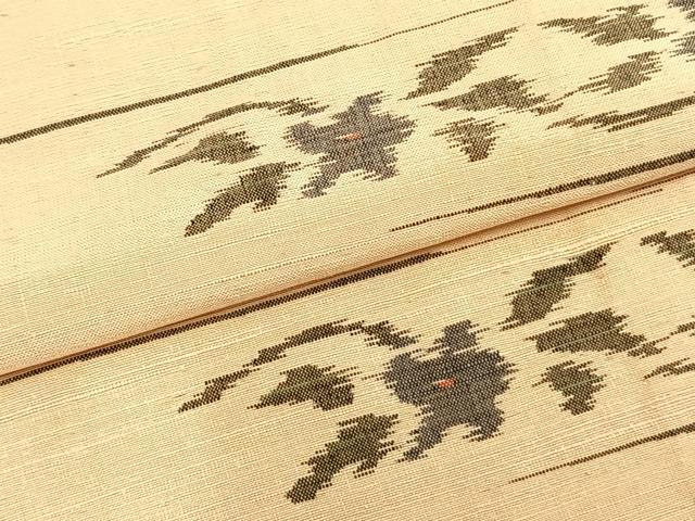 平和屋着物▽上質な紬 単衣 草花文 正絹 逸品 AABB2237fy