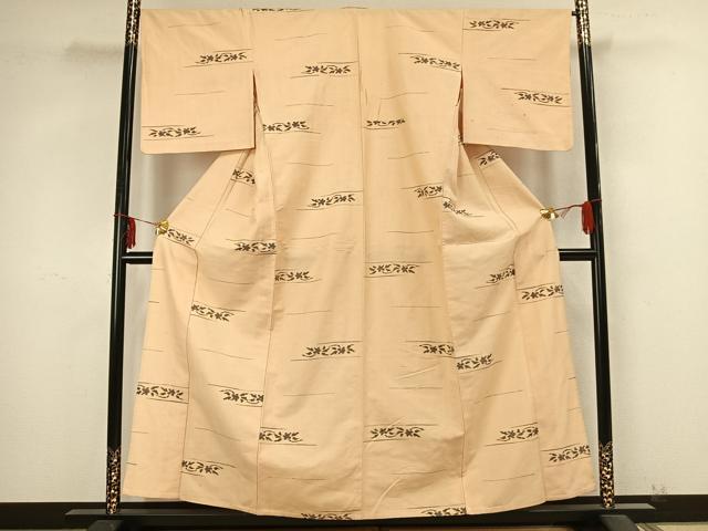 平和屋着物▽上質な紬 単衣 草花文 正絹 逸品 AABB2237fy