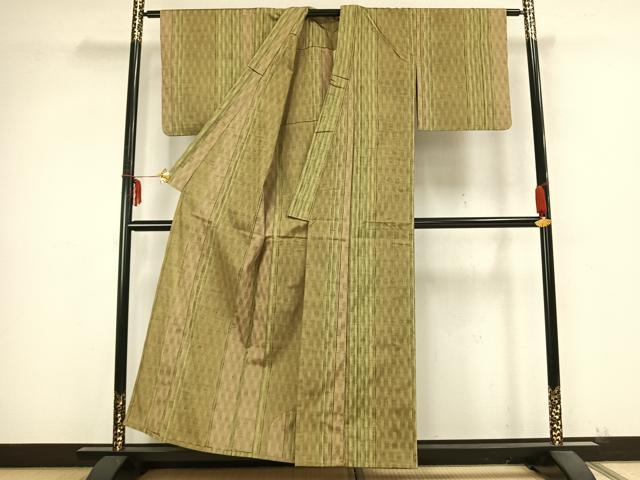 平和屋着物▽上質な紬 単衣 立涌文 正絹 逸品 AABB2253fy