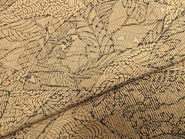 平和屋着物▽上質な紬 単衣 地紙草花文 正絹 逸品 AABB2256fy