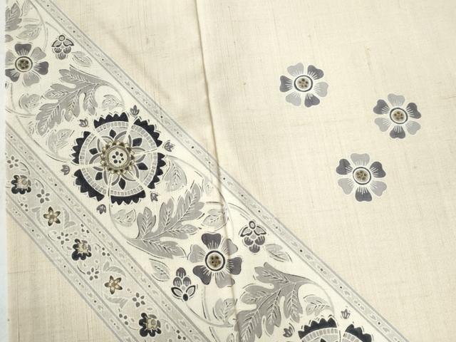 平和屋着物●訪問着 紬地 花唐草文 金彩 正絹 逸品 CAAW8358yc