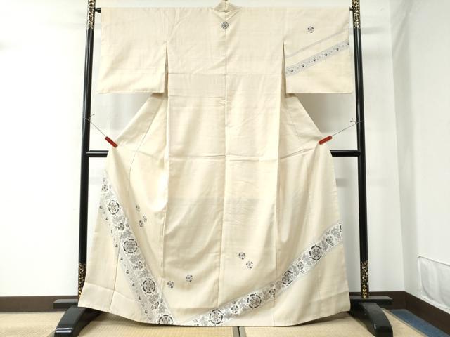 平和屋着物●訪問着 紬地 花唐草文 金彩 正絹 逸品 CAAW8358yc