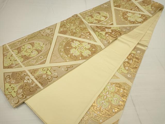 平和屋着物◎六通柄袋帯 切嵌吉祥花文 金糸 正絹 逸品 AABB4613wj