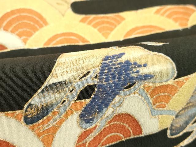 平和屋着物■豪華黒留袖 刺繍 浜松文 金彩 正絹 逸品 DAAX5412cd