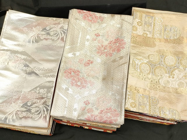 平和屋本店■袋帯 西陣 まとめて100点 鳳凰 鶴 蝶 更紗 花柄 宝相華 佐賀錦 金銀糸 など 着用可能多数 未使用品あり 全て正絹 se3696