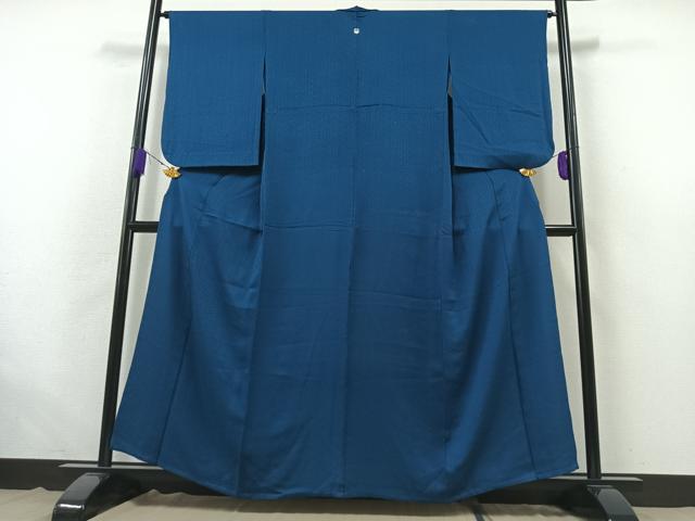 平和屋着物▽上質な色無地 単衣 紗綾形地紋 紺瑠璃色 正絹 逸品 AABB5239jh