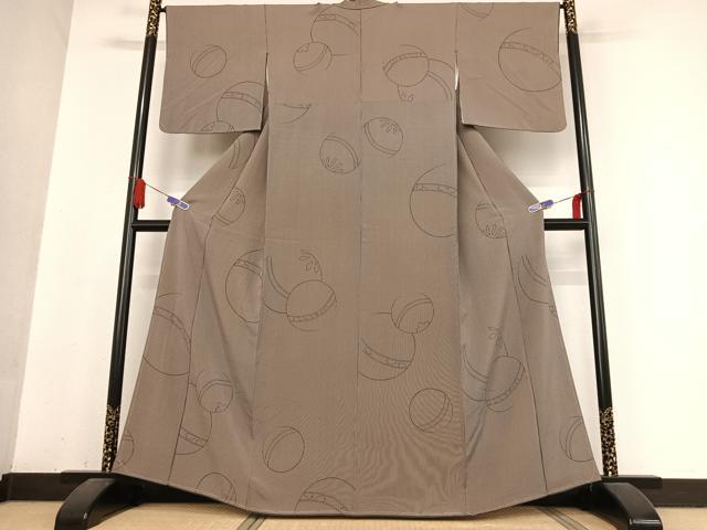 平和屋着物●上質な小紋 花毬文 正絹 逸品 未使用 AABB0272zg