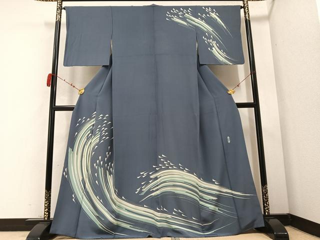 平和屋着物●東京手描友禅 塩澤照彦 訪問着 流水文 正絹 逸品 AABB5148ph