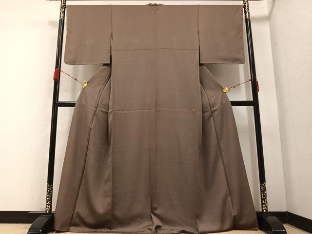 平和屋着物●江戸小紋 万筋 赤墨色×榛色 正絹 逸品 未使用 AABB6259ph