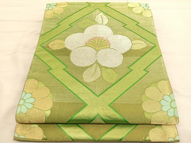 平和屋着物◎六通柄袋帯 唐織 松皮菱梅文 金銀糸 正絹 逸品 BAAV3390hv