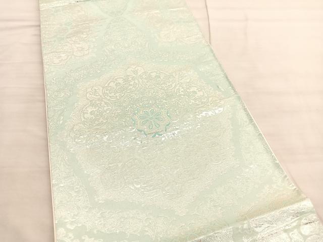 平和屋着物◎六通柄袋帯 飾花文 銀糸 正絹 逸品 BAAV3628hv