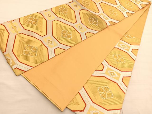 平和屋着物◎六通柄袋帯 唐織 花菱文 金銀糸 正絹 逸品 BAAV3632hv