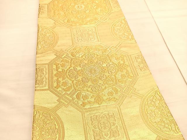 平和屋着物◎六通柄袋帯 蜀江花文 金糸 正絹 逸品 BAAV3801hv